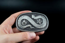 Load image into Gallery viewer, Serpent Belt Buckle| .925 Sterling silver|Hand Engraved
