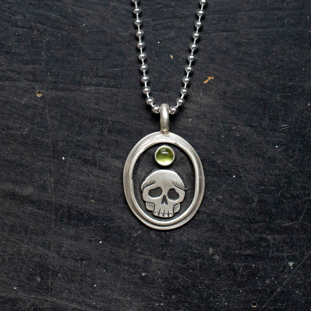Momento Mori Necklace| .925 Sterling Silver | Peridot